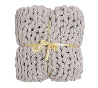 Luxury Chunky Knit Blanket Throw, 120x180cm Light Grey Knitted Blanket, Handmade Giant Thick Soft Cozy Warm Chenille Blanket Throw for Bed Chair Sofa, Yoga Mat Rug Home Decor Gift, Machine Washable