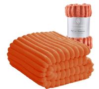 Luxury Chunky Ribbed Cord Throw Blanket - Faux Fur Soft Fleece, Cozy, and Warm Osum Sofa Bed Single Double Throws Blankets for Comfort and Style (Rust, King: 200 Cm x 240 Cm)