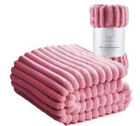 Luxury Chunky Ribbed Cord Throw Blanket - Faux Fur Soft Fleece, Cozy, and Warm Sofa Bed Single Double Throws Blankets for Comfort and Style (Berry, King: 200 Cm x 240 Cm)