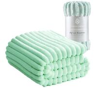 Luxury Chunky Ribbed Cord Throw Blanket - Faux Fur Soft Fleece, Cozy, and Warm Sofa Bed Single Double Throws Blankets for Comfort and Style (Duck Egg, King: 200 Cm x 240 Cm)