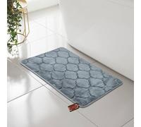 Luxury Classic Shell Design Memory Foam Bath Mat (45 x 75 cm) - Pack Of 2 - Soft & Absorbent Bathroom Mat - SEBS Backing Non-Slip Bath Mat - Plush Quick Dry Door Mat - Ideal For Homes & Hotels (Grey)
