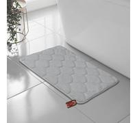 Luxury Classic Shell Design Memory Foam Bath Mat (45x75cm) - Soft & Absorbent Bathroom Mat - SEBS Backing Non-Slip Bath Mat - Plush Comfort Quick Dry Floor & Door Mat - Ideal For Home & Hotels (White)