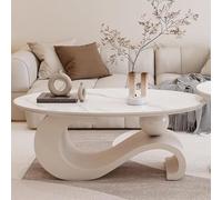 Luxury Coffee Table with Marble Top and Gold Metal Bracket, Modern Design, Elegant Styling, Easy to Clean, Oval Center Table