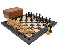 Luxury Competition Staunton Chess Set with 17.75" Black Anegre and Maple Board and Rosewood Case