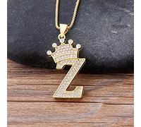 Luxury Copper Zircon A-Z Crown Alphabet Pendant Chain Necklace Punk Hip-Hop Style Fashion Woman Man Initial Name Jewelry
