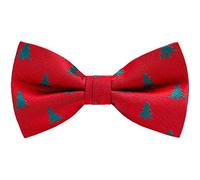 Luxury Cotton Pre-tied Bow Tie (Red Festive Christmas Tree) - suitable for festive wear, formalwear, parties, gifting