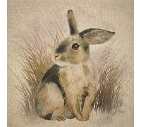 Luxury Cotton Rich Digital Printed Linen Fabric Panels Wild Life Pets - ONE Panel 46 x 46cm