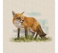 Luxury Cotton Rich Digital Printed Linen Fabric Panels Wild Life Pets - ONE Panel 46 x 46cm