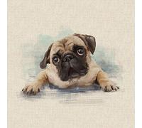 Luxury Cotton Rich Digital Printed Linen Fabric Panels Wild Life Pets - ONE Panel 46 x 46cm