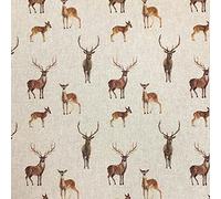 Luxury Cotton Rich Digital Printed Linen Fabric - Sold by The METRE (1 Metre) (Deers & Fawns)