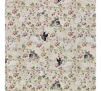 Luxury Cotton Rich Digital Printed Linen Fabric - Sold by The METRE (Half Metre) (Botanical Rabbits)