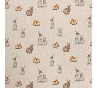 Luxury Cotton Rich Digital Printed Linen Fabric - Sold by The METRE (Half Metre) (Bunnies and Rabbits )