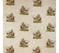 Luxury Cotton Rich Digital Printed Linen Fabric - Sold by The METRE (Half Metre) (Mallard Duck Green Head)