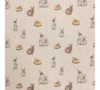 Luxury Cotton Rich Digital Printed Linen Fabric - Sold by The METRE (One 46X46 Square) (Bunnies and Rabbits )
