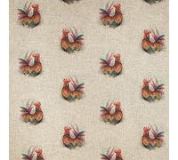Luxury Cotton Rich Digital Printed Linen Fabric - Sold by The METRE (One 46X46 Square) (The Rooster)