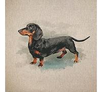 Luxury Cotton Rich Digital Printed Linen Fabric - Sold by The Panel (One - Large Panel) (The Dachshund)