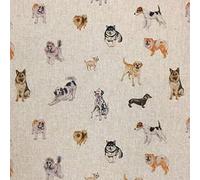 Luxury Cotton Rich Digital Printed Linen Fabric Wild Life Pets Sold by The Metre - Fat Quarter 50 x 65cm