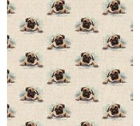 Luxury Cotton Rich Digital Printed Linen Fabric Wild Life Pets Sold by The Metre - ONE METRE 100 x 140cm