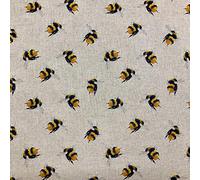 Luxury Cotton Rich Digital Printed Linen Wild Life & Pets 140cm Wide per Metre (Bumble Bees Small) (Half METRE)