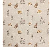 Luxury Cotton Rich Digital Printed Linen Wild Life & Pets 140cm Wide per Metre (Rabbits Hares & Bunnies) (ONE METRE)