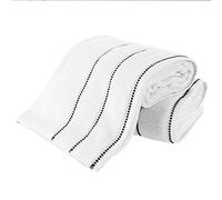 Luxury Cotton Towel Set- 2 Piece Bath Sheet Set Made From 100% Zero Twist Cotton- Quick Dry, Soft and Absorbent By Bedford Home (White/Black)
