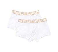 Luxury Cotton Trunks with Greek Key, male, Versace, Underpants, White, 2XL, Underwear 2XL