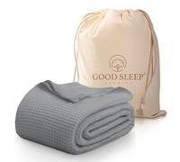 Luxury Cotton Waffle Weave Super Soft King Size Blanket - All Season Breathable Thermal Throw for Bed (200 x 240) cm, Light Gray