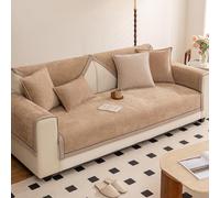 Luxury Couch Cover Chenille Decorative Blanket L U Shape Sofa Cushion Covers 1 2 3 4 Seater Sofa Slipcovers, Non-Slip Particles On Bottom, All Season, Washable (70x240cm,Brown)