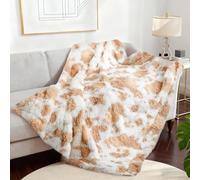Luxury Cow Print Shaggy Plush Throw Blanket Faux Fur Blanket Throw Soft Fluffy Warm Comfy Throws Fuzzy Fur Throw for Sofa, Living Room, Office Couch (Cow Print Beige, 50''×60''Blanket)