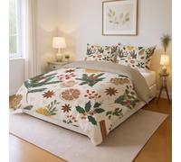 Luxury Cream Soft Warm Christmas Duvet Cover 53" x 79" Microfiber Bedding set with Pillow Cases Fade-resistant Comforter Cover Pillowcase 1 Included, with Zip