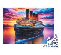 Luxury Cruise Ship 1000 Piece Jigsaw Puzzle for Adults Sunset Ocean View Puzzle Game for Family Relaxation 38x26cm/1000pcs