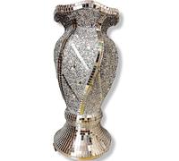 Luxury Crushed Diamond Mirrored Vase, 30 cm Decorative Ceramic Flower Pot, Silver Glitter Mosaic Design