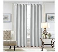 Luxury Crushed Velvet Blackout Curtains - Thermal Insulated Eyelet Drapes for Bedroom & Living Room Light Blocking Elegant Home Decor Grey & White 84"x102" (1 Panel)