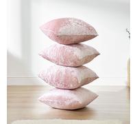 Luxury Crushed Velvet Set of 4 Filled Cushions and Covers OHS Baby Pink One Size