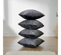 Luxury Crushed Velvet Set of 4 Filled Cushions and Covers OHS Charcoal One Size