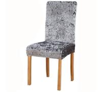 Luxury Crushed Velvet Stretch Chair Covers for Dining Room - 4PCS Universal Slipcovers for Parsons Chairs Kitchen & Hotel Stool Protectors (Smoke Grey)