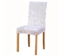 Luxury Crushed Velvet Stretch Chair Covers for Dining Room, 6 PCS Universal Slipcovers, Elegant Home & Hotel Chair Protectors, Easy to Clean, White