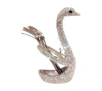 Luxury Crystal bling 304 Stainless Steel Fruit Forks - Rhinestone Metallic Elegant Swan Design Cake Fork Set for Home Use (Silver)