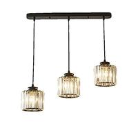 Luxury Crystal Clear Hanging Shade Modern Pendant Lamp with E27 Base, Drop Ceiling Light for Kitchen Island, Living Room, Dining Room