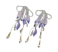 Luxury Crystal Drop Earrings Bowknot Flower Petal Design Women Fashion Statement Jewelry Accessories Women Luxury Bridal Earrings, フリーサイズ