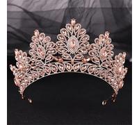 Luxury Crystal Gem Bridal Crowns Ornament Banquet Wedding Tiaras Jewelry Women's Hair Accessories H261 RoseGoldPeach