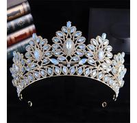 Luxury Crystal Gem Bridal Crowns Ornament Banquet Wedding Tiaras Jewelry Women's Hair Accessories H261 GoldOpalBlue