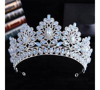 Luxury Crystal Gem Bridal Crowns Ornament Banquet Wedding Tiaras Jewelry Women's Hair Accessories H261 SilverOpalBlue