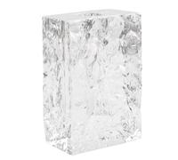 Luxury Crystal Glass Vase with Glacial Ice & Wave Texture, Handcrafted Modern Flower Vase for Home Decor, Wedding Centerpiece & Tabletop Display, Rectangle & Tapered Design (12 * 8cm)