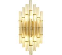 Luxury Crystal Gold Light with Geometric Glass Shade E14 Wall Lamp for Bedroom Living Room Restaurant Hotel Corridor Cloakroom
