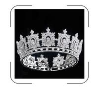 Luxury Cubic Zirconia Bridal Tiaras for Women Round Prom King and Queen Crown for Wedding Pageant Queen Birthday CZ Crystal Headband Bride Hair Accessories