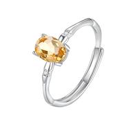 Luxury Cubic Zirconia Ring For Women 925 Sterling Silver Cocktail Rings Ladies Brilliant Gemstone Engagement Wedding Band Statement Eternity Promise Band Jewelry Gift Citrine