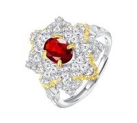 Luxury Cubic Zirconia Ring For Women 925 Sterling Silver Cocktail Rings Ladies Brilliant Gemstone Engagement Wedding Band Statement Eternity Promise Band Jewelry Gift Garnet