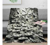 Luxury Currency 3D Printed Blanket Microfiber Home Decor Money Pattern Throw Blanket for Adult Sofa Bed 40x50(100x130cm)