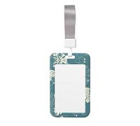 Luxury Cute Leaves Print Id Card Holder,Badge Holder with Lanyard,Work Pass Protector for Office Staff School Nurse